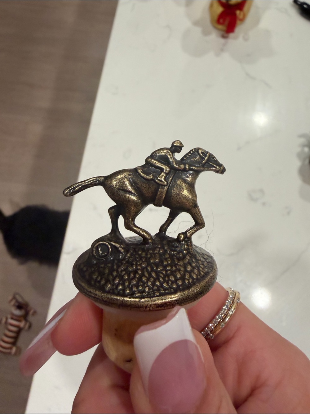 Antique-Style Bronze Horse Racing Bottle Stopper